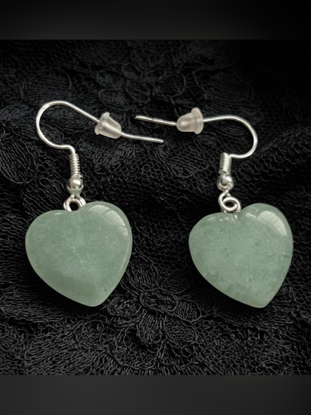 Green Aventurine Stone Heart Shaped Earrings